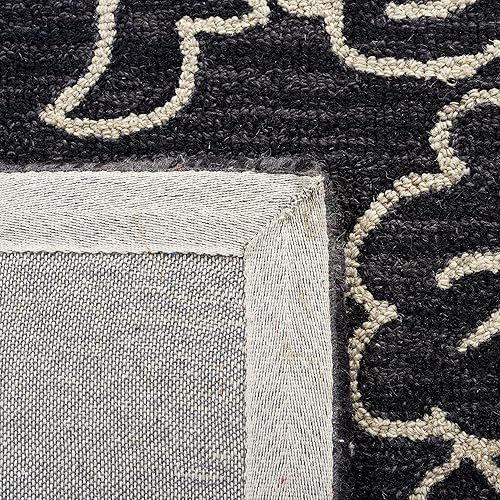 Miniatura 7 de Safavieh Jardin Collection JAR602Z - Alfombra de lana floral hecha a mano de 6 x 9 pies color negro y marfil