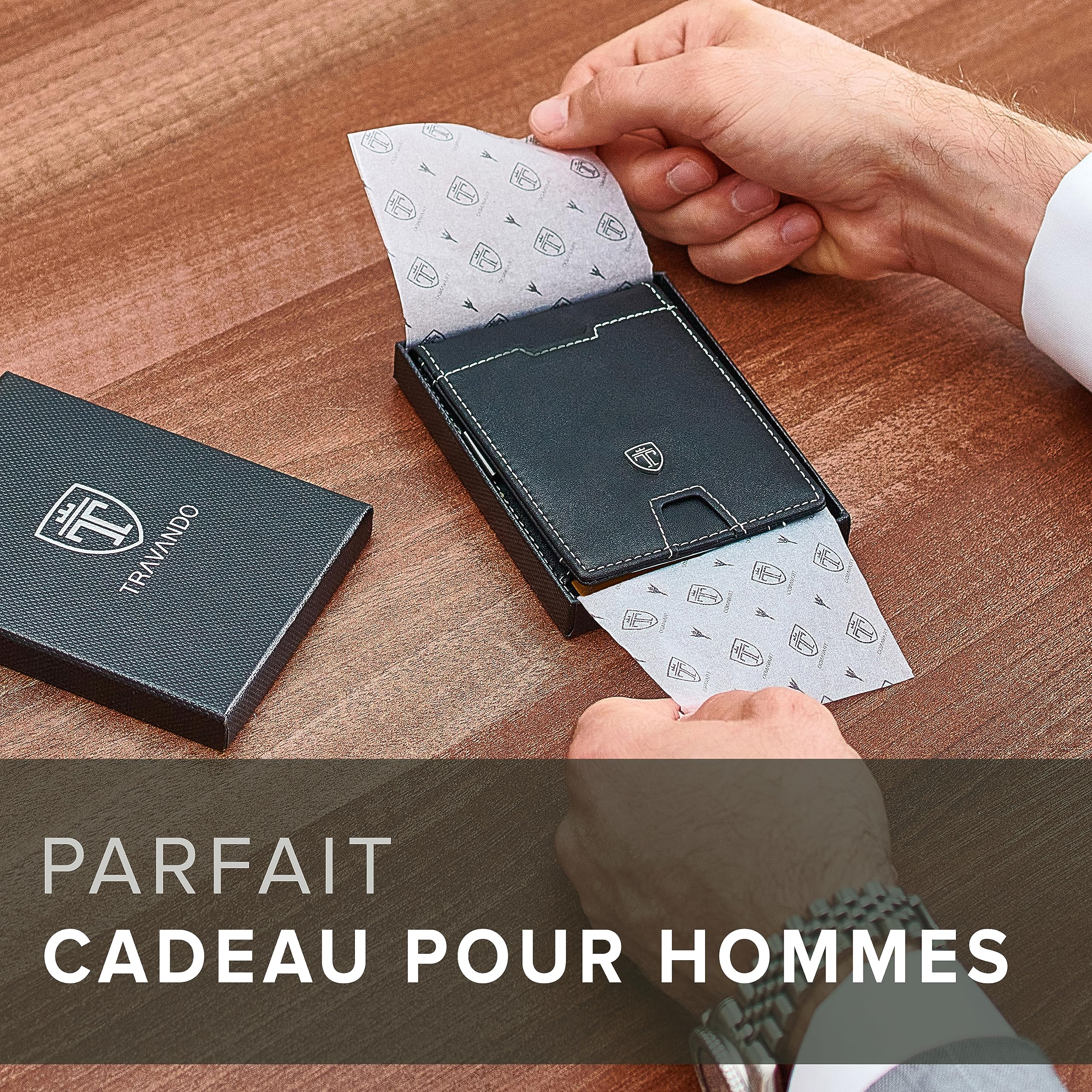 TRAVANDO ® Portefeuille Homme avec Pince à Billets New York - 8 Rangements pour Cartes - Blocage RFID - Cadeau Parfait pour Hommes - Coffret Cadeau - Designed in Germany