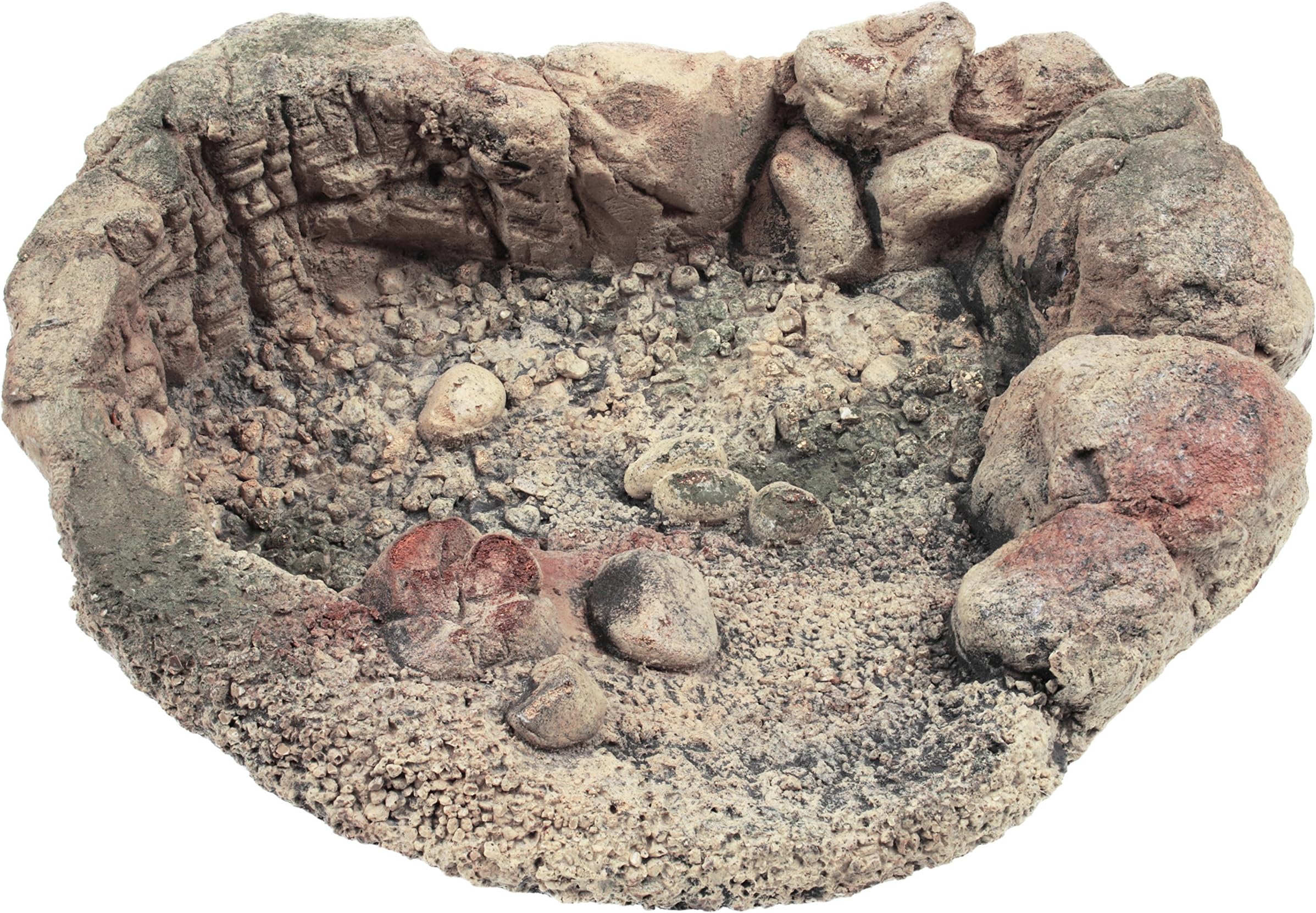 Acuami bathing and drinking bowl, water dish, pool for reptiles, amphibians, geckos, turtles, snakes - Terrarium accessories, rock look (M - 23x18x6cm / 9x7x2,4in)