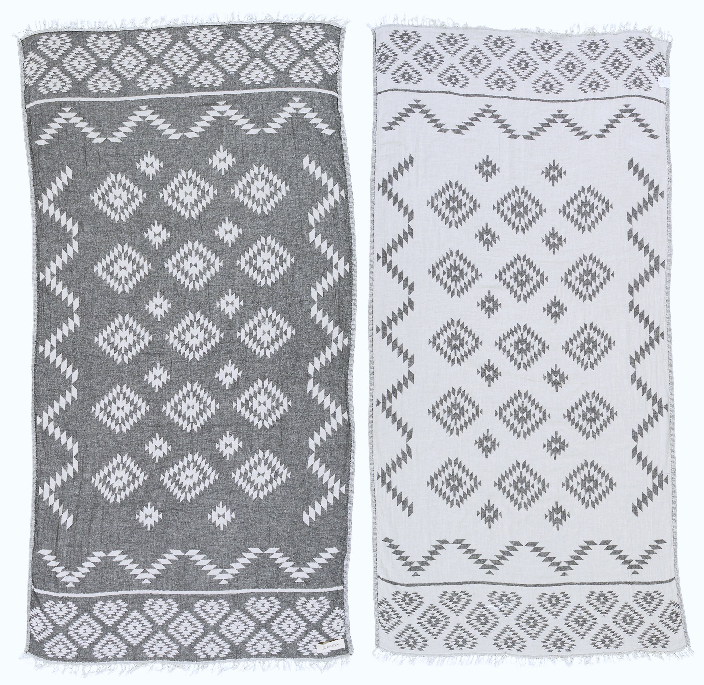 Bersuse100% Cotton Teotihuacan Dua Dual-Layer Handloom Turkish Towel-37X70 Inches, Anthracite