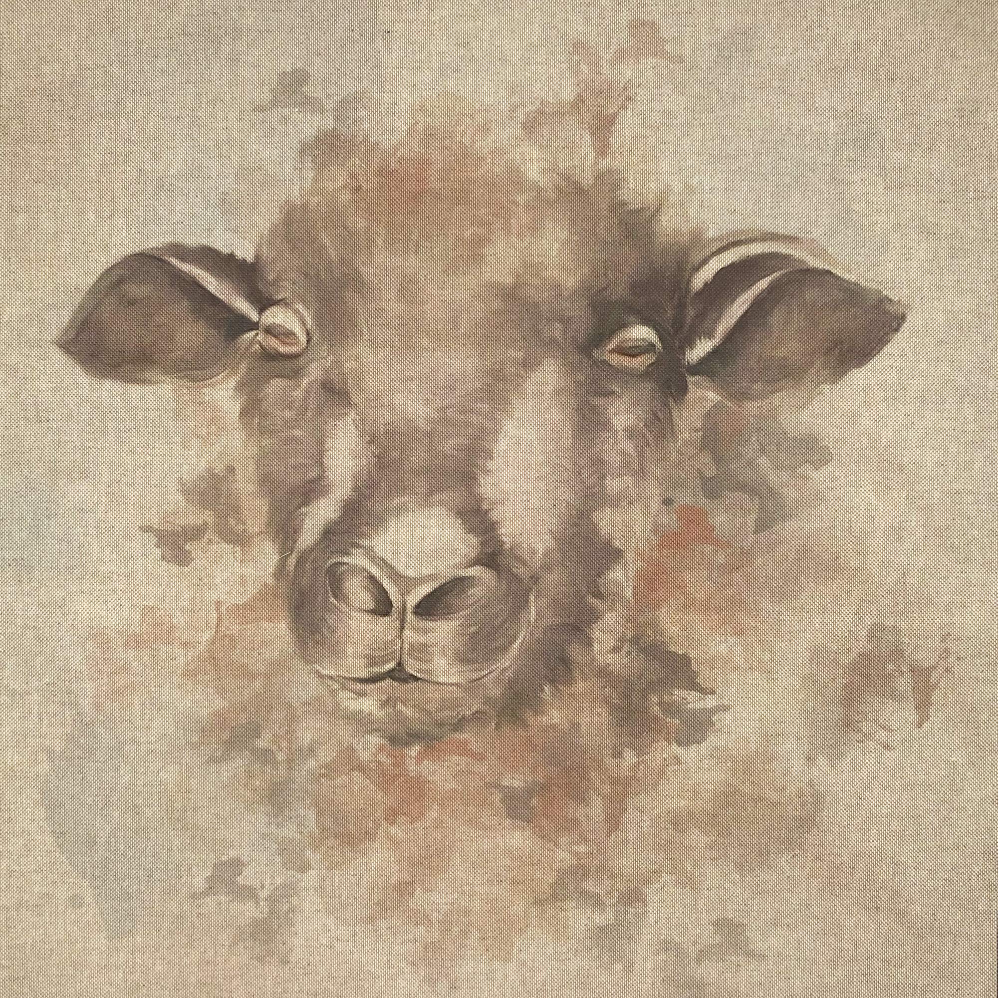 Sheep Animal Watercolour Woodlands Digital Print Design Cotton Rich Linen Look Fabric for Bunting Blinds Craft Quilting Patchwork & Upholstery | Sold Per Panel