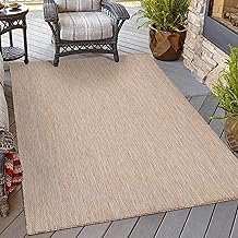 HomebyHome Washable Indoor and Outdoor Rug, Weatherproof and Waterproof Rug for Balcony, Kitchen, Camping, Back Garden, Patio, 200 x 290 cm, Sisal Look, Beige, Bordered