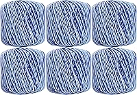 Vista 27 de Threadart - Paquete de 6 bolas de hilo de ganchillo multicolor 100% algodón puro, color 52