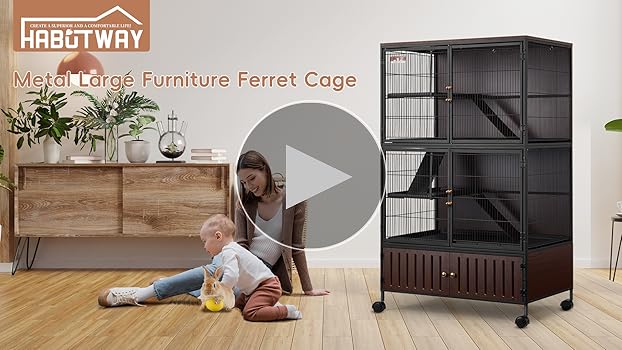 Amazon.com : HABUTWAY 60''H Metal Large Ferret Cage, Rolling