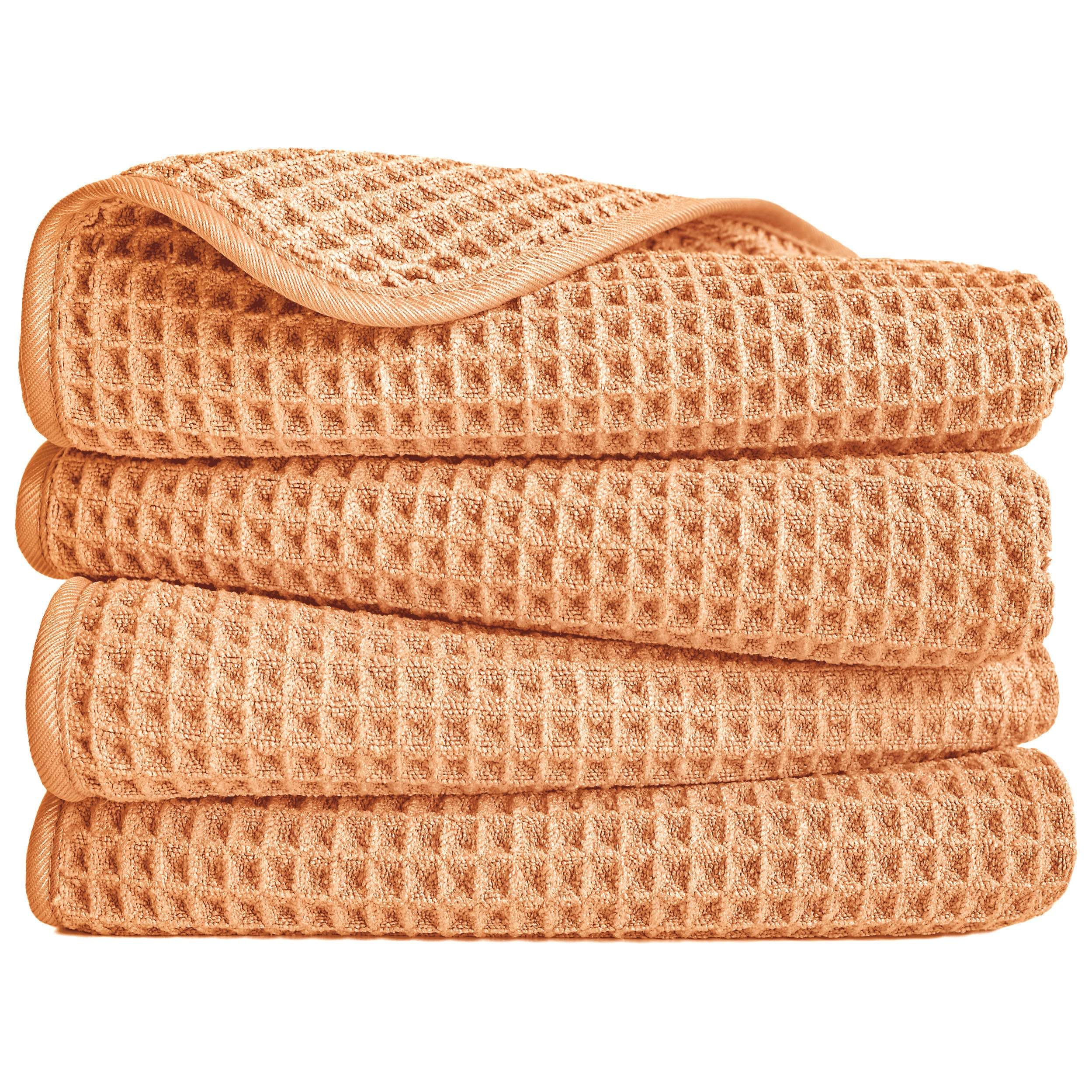 POLYTE 430 gsm Microfibre Lint Free Hand Towel, 40 x 76 cm, 4 Pack (Waffle Weave)
