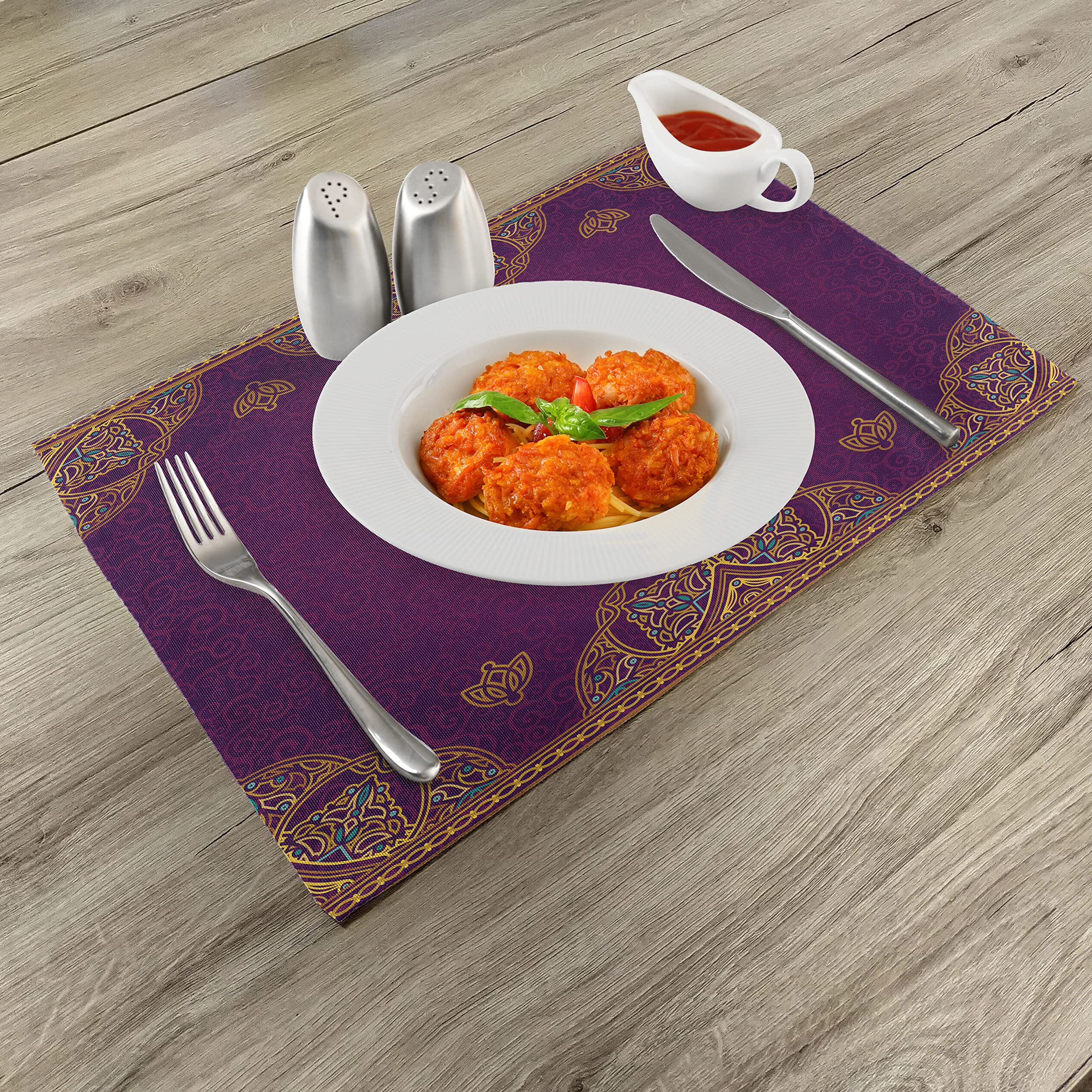 ABAKUHAUS Nazione Tovagliette Americana Set Di 4 - Design Giapponese Ciliegio - Tessuto Poliestere Impermeabile, Lavabili In Lavatrice, Antimacchia - 45x30 Cm