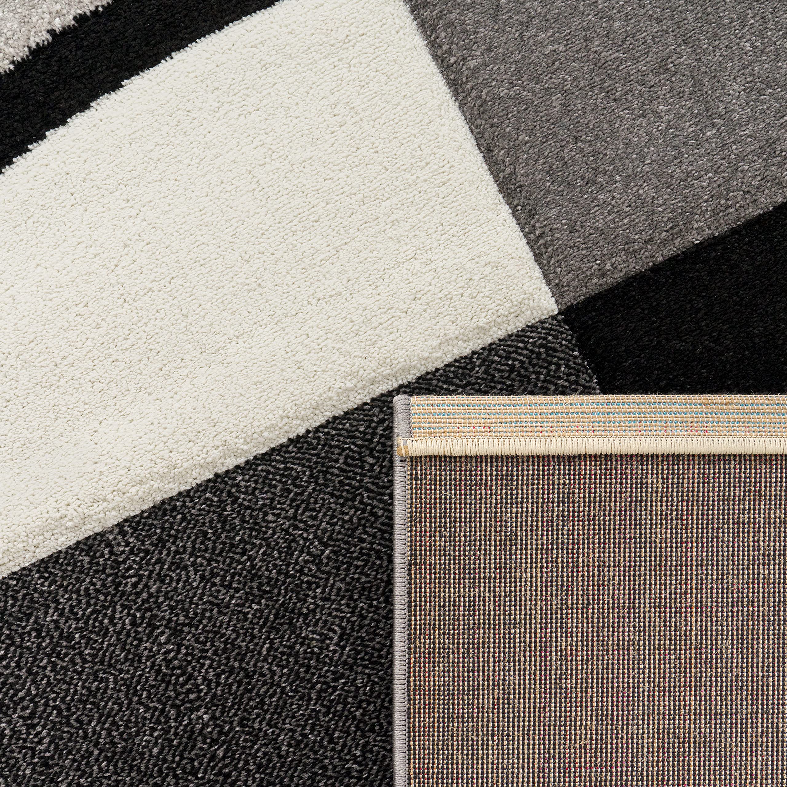 Paco Home Tapis De Créateur Aux Contours Découpés à Carreaux en Blanc Noir, Dimension:120x170 cm