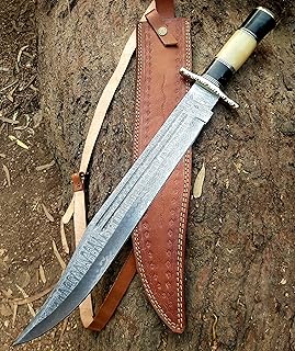 BOWIE Knife 'skinning blade, Damascus Steel-Fix Blade Knifes, Full Tang With Sheath 23 Inches' Butcher Camping Sports Outdoors Knife 'Gift For Man - indpt knife