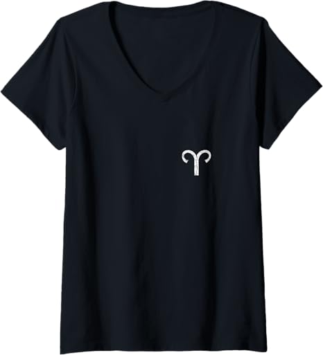 Womens Zodiac Sign Aries (Vintage White) Aries V-Neck T-Shirt