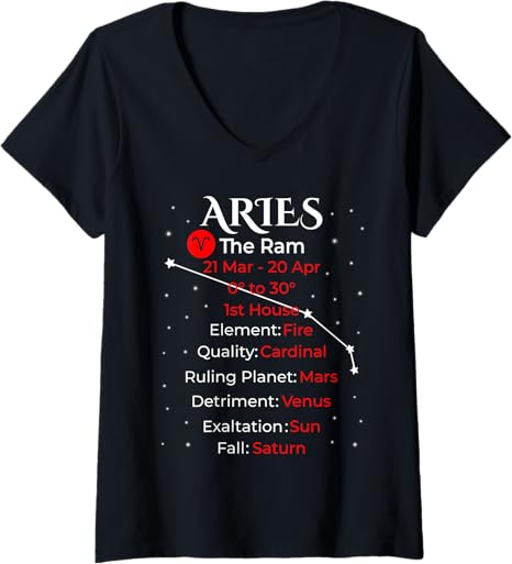 Womens Aries Zodiac V-Neck T-Shirt