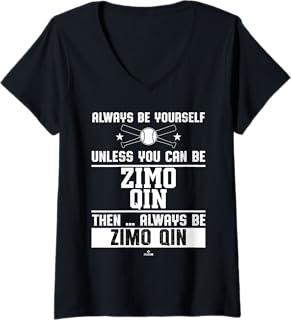 Womens Always Be Yourself Zimo Qin Prospect Baseball Fan Gear V-Neck T-Shirt