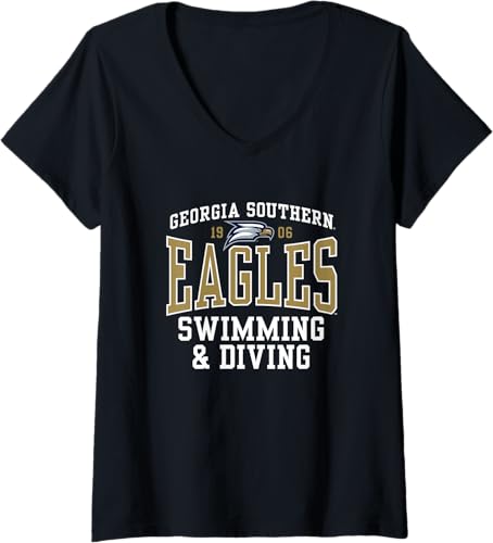 Georgia Southern University Camiseta de natación y buceo con cuello en V de Eagles, Negro -