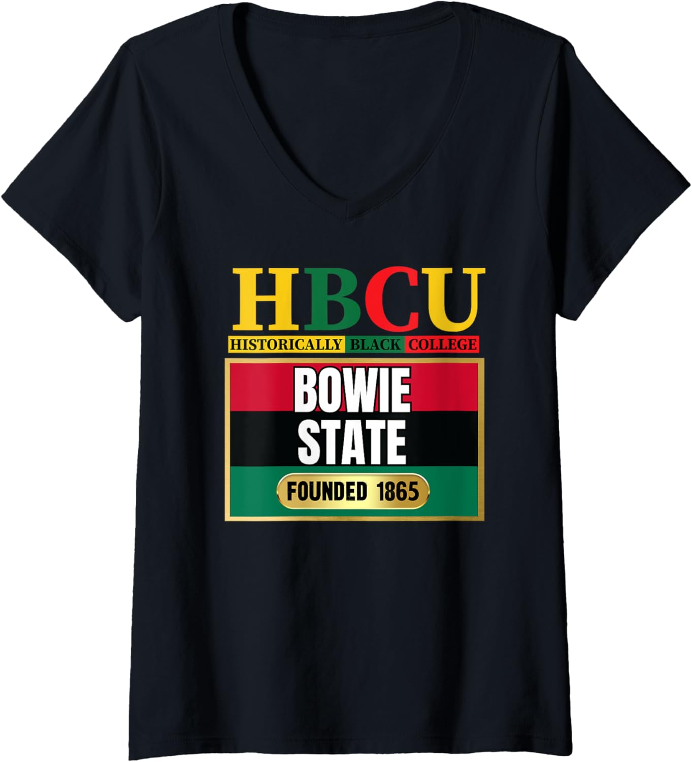 Womens Bowie State, BSU, HBC Graphic V-Neck T-Shirt