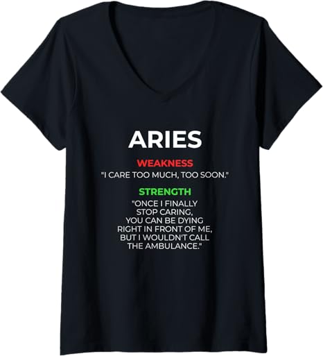 Womens Funny Aries Facts Saying Astrology Horoscope Birthday V-Neck T-Shirt