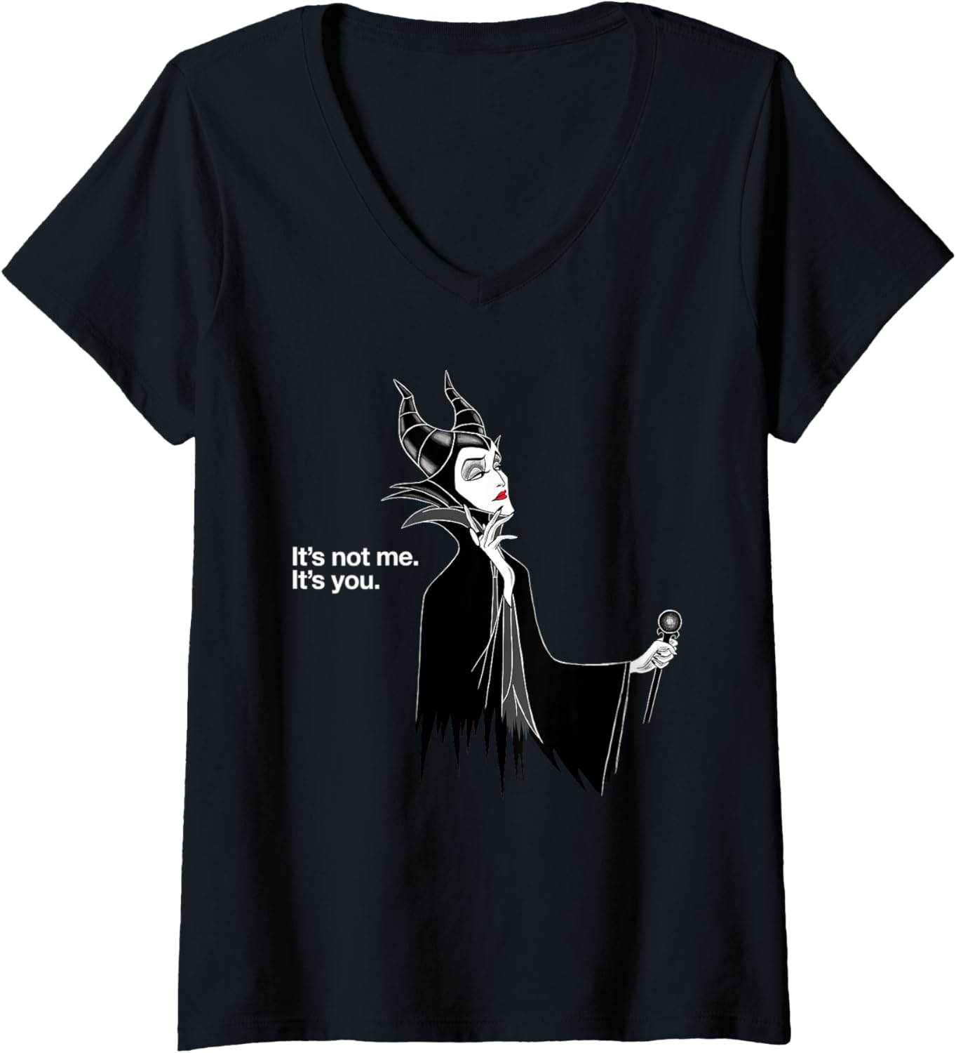 Disney Villains Maleficent It's Not Me It's You V-Neck T-Shirt, Black, S