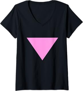 Womens Pink Triangle V-Neck T-Shirt
