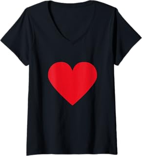 Womens Red Heart V-Neck T-Shirt
