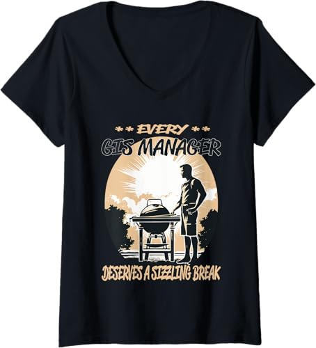 GIS Manager Funny BBQ Chef or Grill Fun V-Neck T-Shirt