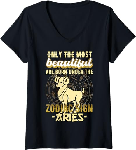 Womens Aries Zodiac Sign Astrology V-Neck T-Shirt