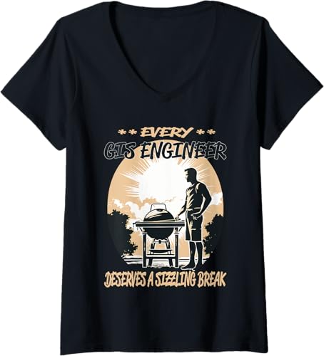 GIS Engineer Funny BBQ Chef or Grill Fun V-Neck T-Shirt