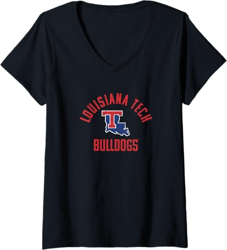 Louisiana Tech Bulldogs - Camiseta grande con cuello en V, Negro - Negro,Jaspeado Oscuro,Gris Jaspeado