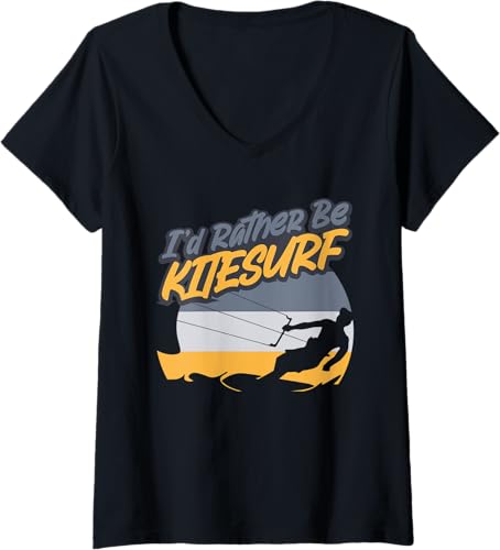 Womens Kiteboarding I Would Rather Be Kitesurf Lover Kitesurfing V-Neck T-Shirt