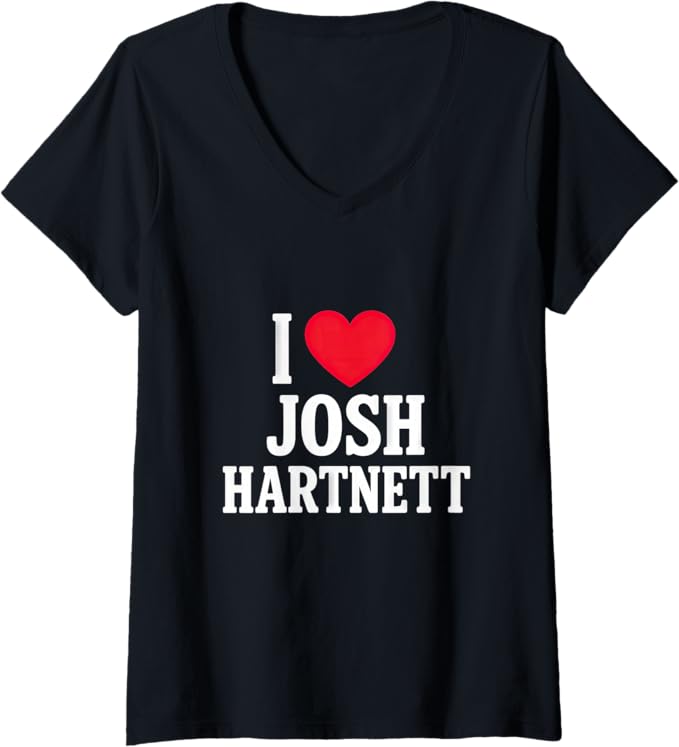 Womens I Love Josh Hartnett – Retro Heart Fan Art V-Neck T-Shirt