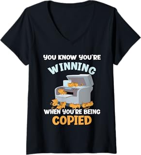 Womens You Know You're Winning When You'r Being Copied Cute Copycat V-Neck T-Shirt