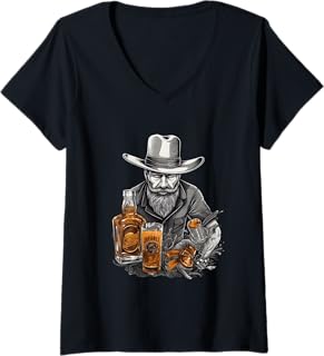Womens Whiskey, Cigar and Cawboy, Original Whiskey Idea V-Neck T-Shirt