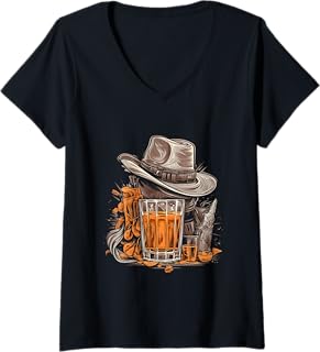 Womens Whiskey, Cigar and Cawboy, Original Whiskey Idea V-Neck T-Shirt