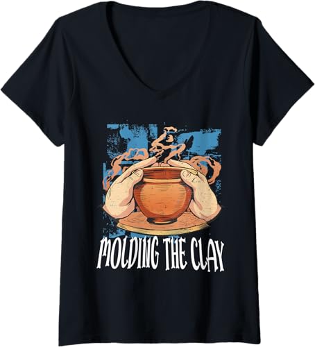 Womens Molding The Clay | Pottery Ceramics Artiste V-Neck T-Shirt Black,Navy Blue,Dark Heather Grey,Heather Grey,Sapphire Blue,Pink