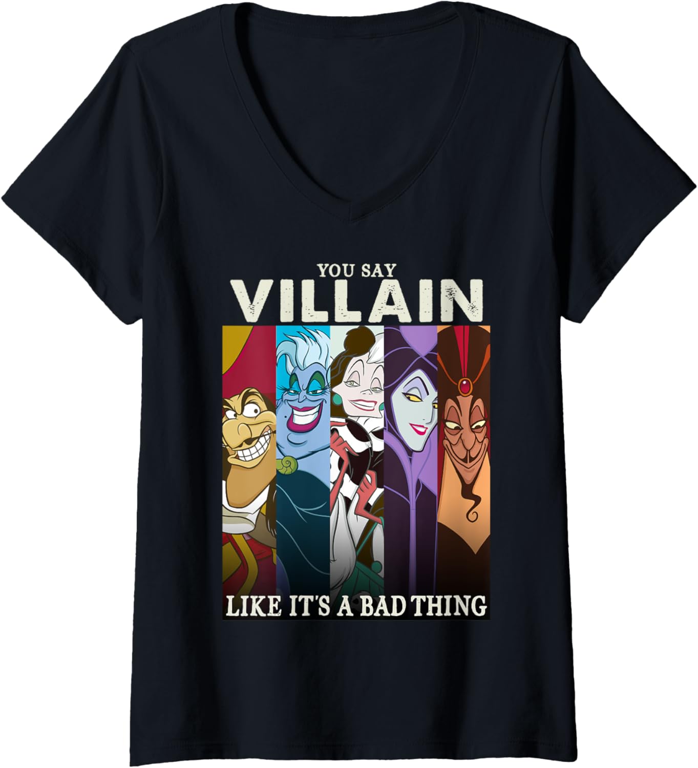 Disney Villains Colorful Group Shot Humor Camiseta Cuello V
