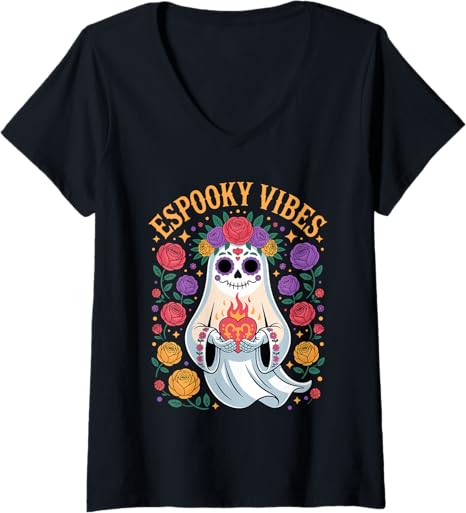 Funny Día de los Muertos Ghost Skull Halloween Tee