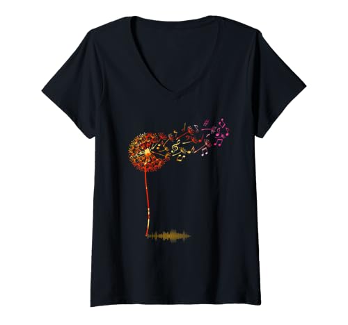 Mujer Lindo diente de león con notas musicales flor para hombres ...