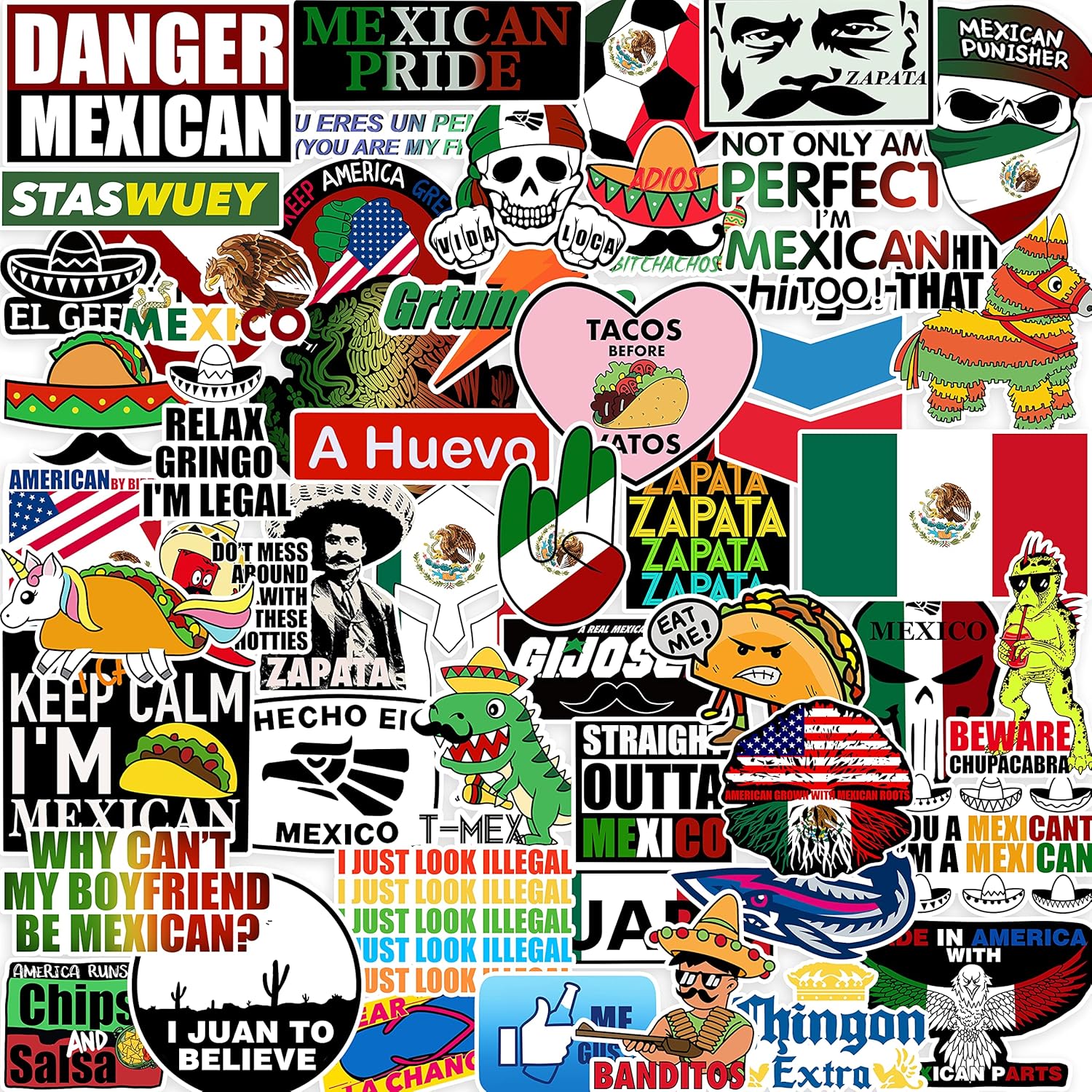 Hard Hat Stickers 50 PCS, Funny Mexico Mexican Pride Vinyl