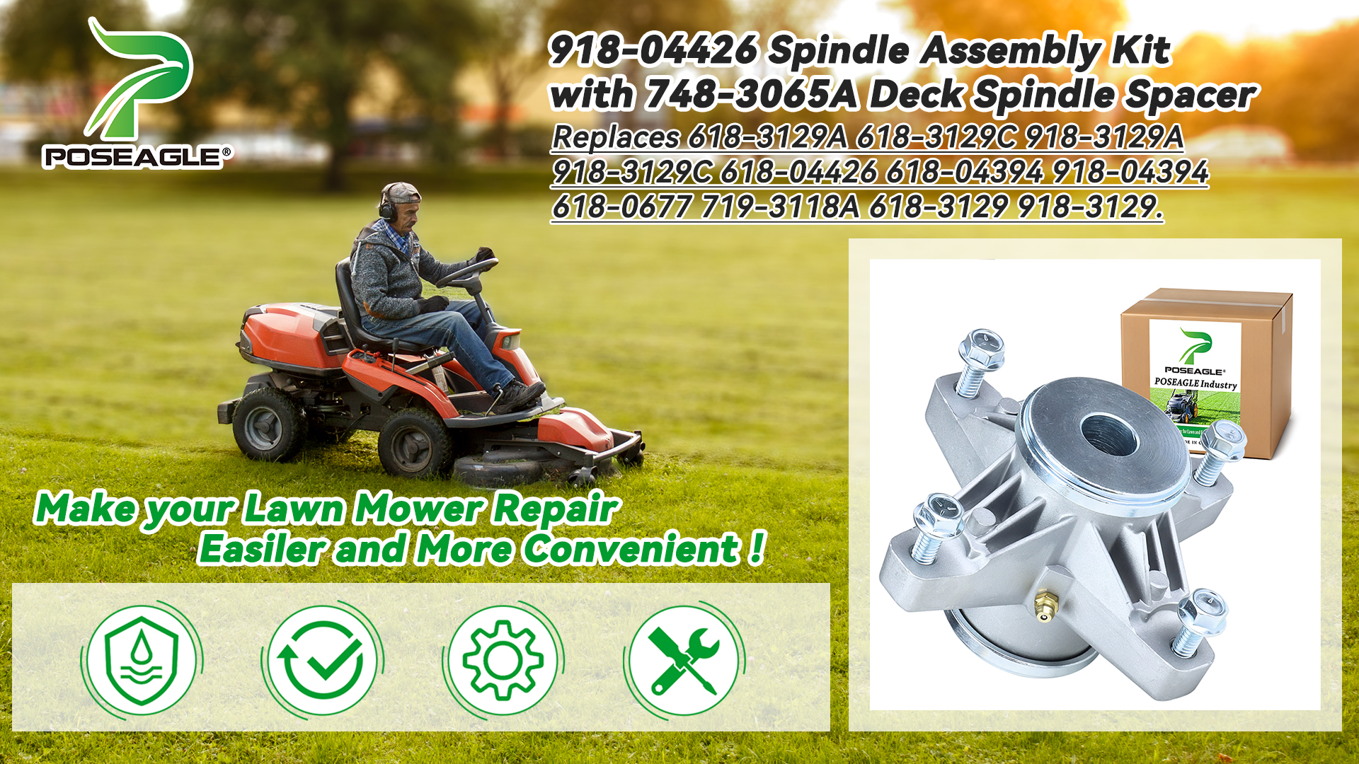 Amazon.com : POSEAGLE 918-04426 Spindle Assembly Kit for Cub Cadet Amazon.com : POSEAGLE 918-04426 Spindle Assembly Kit for Cub Cadet