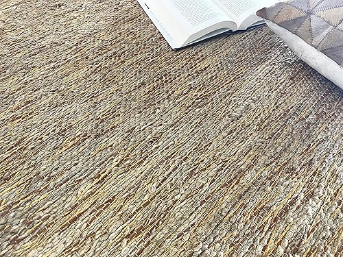 Miniatura 4 de Alfombra hecha a mano Saona cáñamo, fibra natural de algodón, fácil mantenimiento, alfombra para sala de estar, cama, habitación familiar, suelos (5