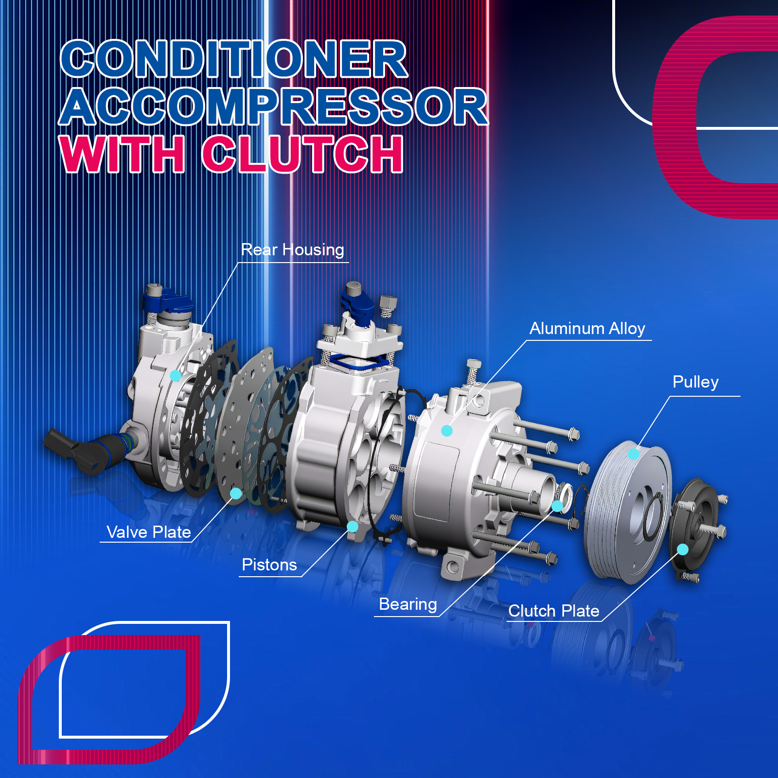 AC Compressor With Clutch For 2011-2013 Toyota Corolla & Matrix 1.8L/2.4L - OE Replacement 8831002710