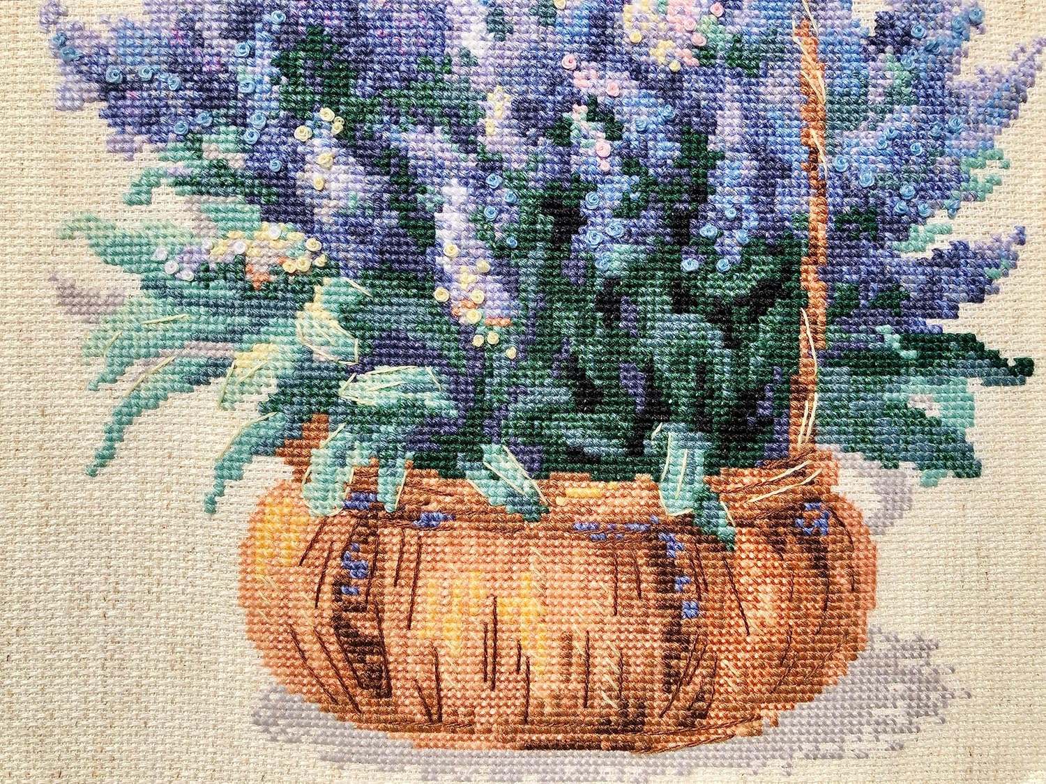 RIOLIS - French Lavender 1404, Cross Stitch Kits 9¾"x9¾, Cross Stitch Kits for Adults, Counted Cross Stitch Kits, Embroidery Kit for Beginners & Advanced, Floral Crossstitching Kits