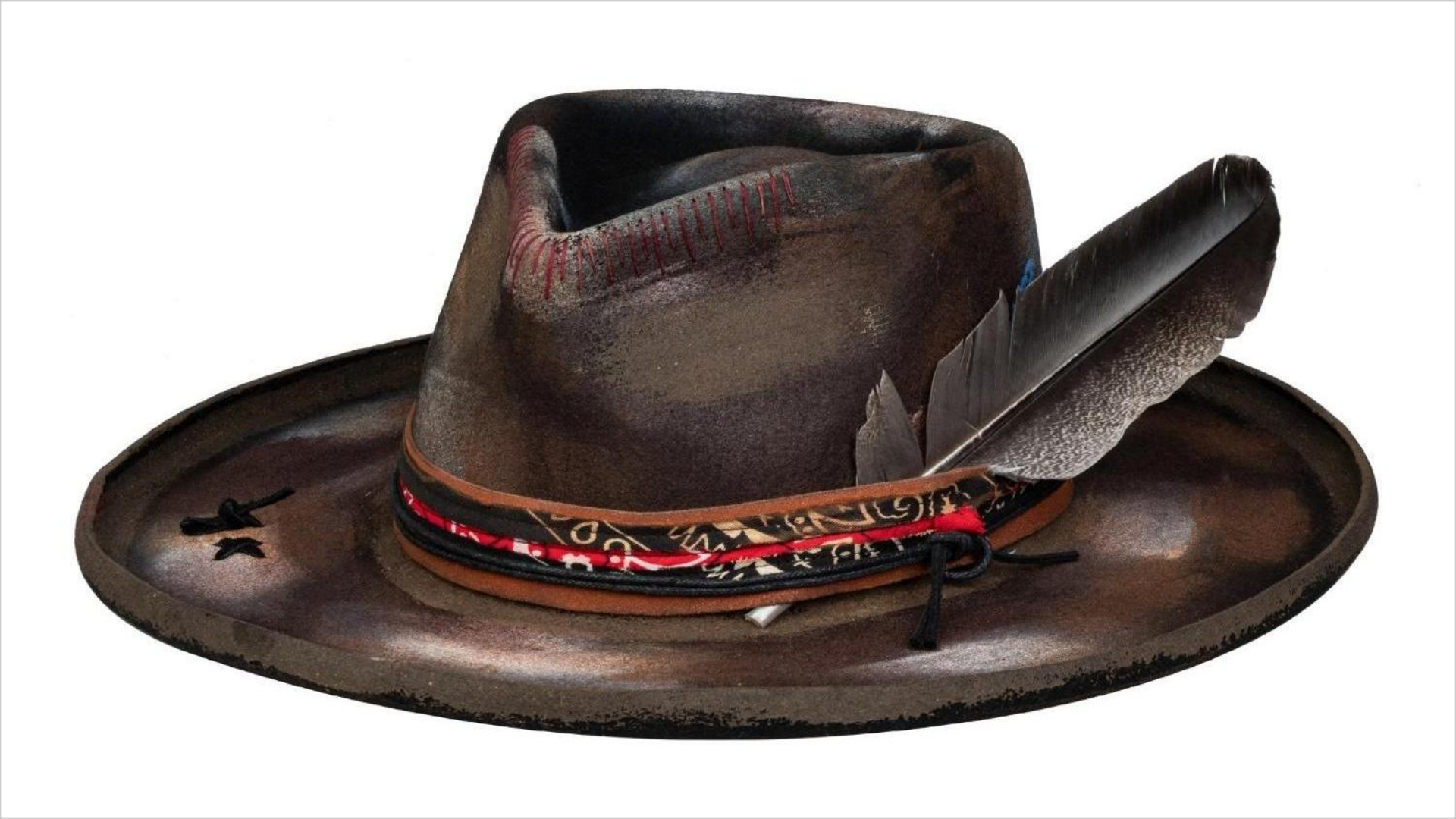Orange & Black Tie-Dye Pencil Brim Straw Rancher the-aurora-forest-green-  main image 3