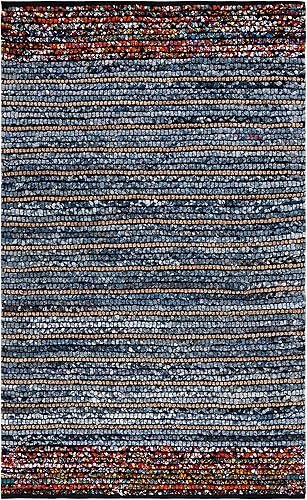 Miniatura 3 de SAFAVIEH Cape Cod Collection - Alfombra de área de 8 x 10 pies, natural y azul, hecha a mano de yute y algodón, ideal para zonas de alto tráfico en