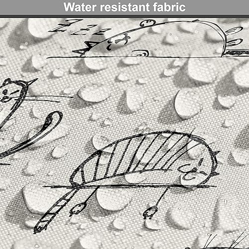 Miniatura 261 de Lunarable - Tela para amantes de perros de The Yard, patrón divertido de animales de dibujos animados en posiciones caprichosas estirando y Beige y