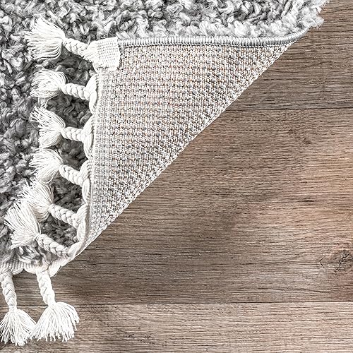 Miniatura 7 de nuLOOM Neva - Alfombra de área afelpada y moderna, con borlas, 9 x 12 pies, color gris