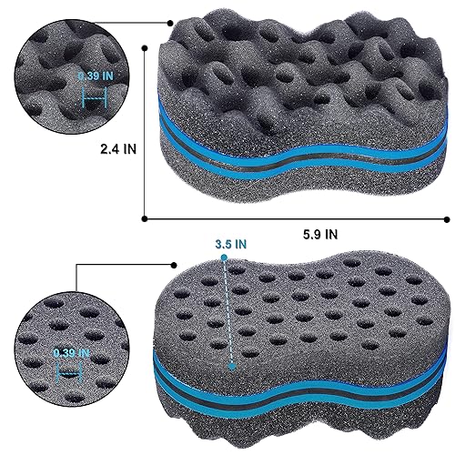 Miniatura 3 de Magic Twist - Juego de esponjas para el cabello, cepillo de esponja con agujeros grandes para el cabello, guante de esponja rizadora para hombres y