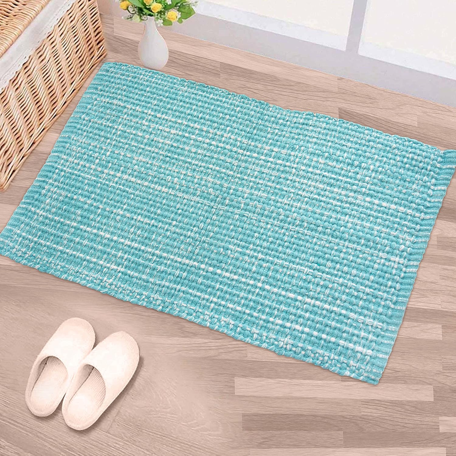 Chardin home Sand & White Reversible Runner Rug, 2x5 feet Machine Washable Cotton Rug, Perfect for hallways, stairwell, Kitchen Bedroom