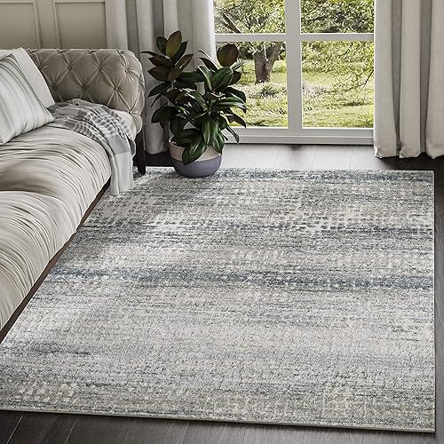 Abani Rugs - Alfombra rectangular moderna con estampado de píxeles envejecidos de 5 pies 3 pulgadas x 7 pies 6 pulgadas, colección Vista, alfombra