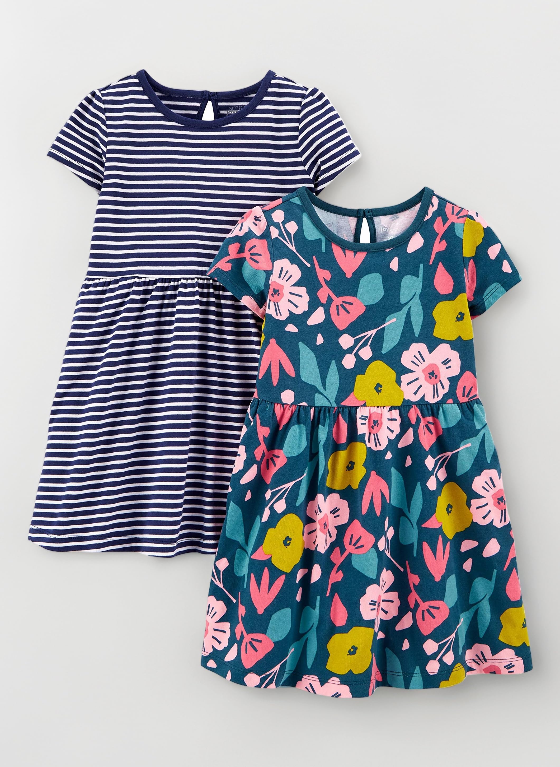 Girl's Short-Sleeve and Sleeveless Dress Sets, Pack of 2 Playwear Dress (Pack of 2)
