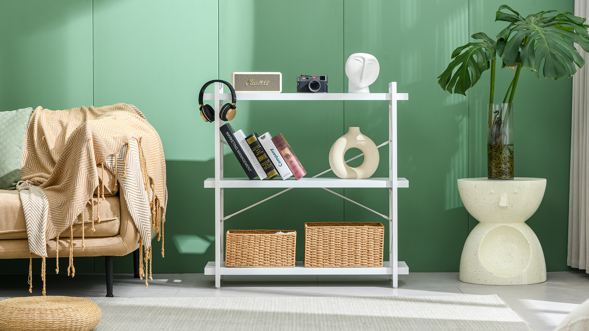Amazon｜HCHQHS オープンラック オープンシェルフ 3段 幅90 木製 収納