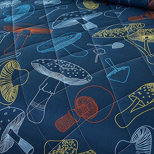 Miniatura 10 de Colorido patrón cuadrado a cuadros 100% algodón relleno tela tamaño King edredón ligero poligonal moderno reversible multicolor naranja azul blanco