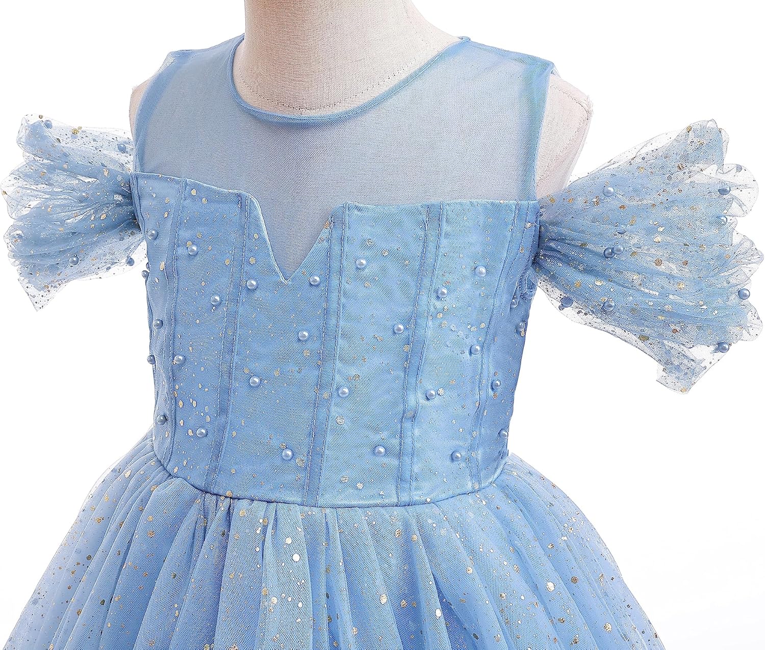 Glamulice Princess Sparkle Tulle Dress Flower Girls Dresses Cold Shoulder Long A Line Wedding Party Ball Gown - Image 6